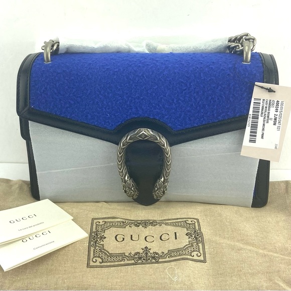 Gucci 400249 Dionysus Blue Casy Wool and Leather Shoulder Bag - Picture 8 of 14